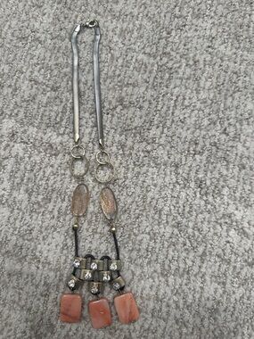 JCREW Beaded Pink Stone Drop Necklace -